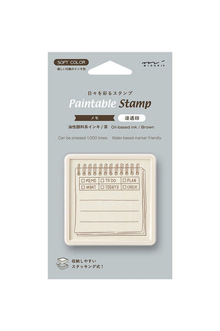 greyish blueish packaging for midori paintable stamp memo