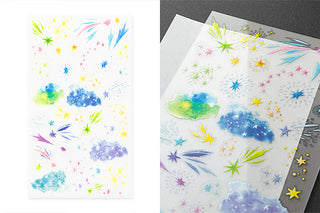 Colorful star stickers on a white background