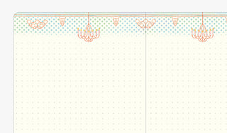 Decorative border with chandelier design on a light background