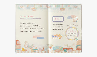 Notebook with cute illustrations and text on a white background