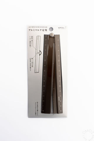 Midori Aluminum 30cm Multi Ruler Black