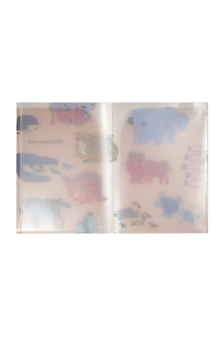 Opened folder with animal illustrations on a white background