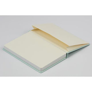 An open notebook with a small storage space for small items