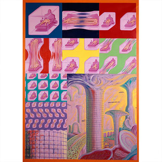 Colorful abstract artwork with geometric shapes and patterns