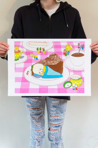 Naoshi 13x19 Art Print Chocolate Cake with Ice Cream