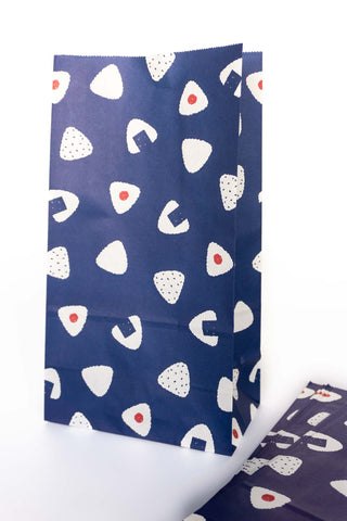Navy blue bag with onigiri pattern on a white background