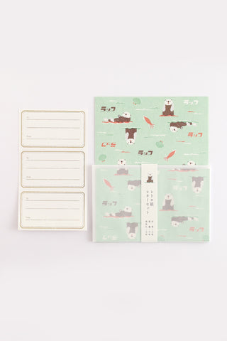 Letter set with to and from seals and paper with otter design