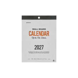 A wall calendar for 2027 by Penco, featuring light gray cover with black and orange text on a plain white background.