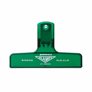 Green penco binding clip on a white background