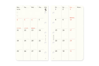 PLOTTER 2026 Monthly Schedule Diary Refill Mini-5 Size