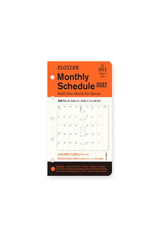 PLOTTER 2027 Monthly Schedule Diary Refill Mini-5 Size