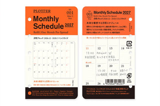 PLOTTER 2027 Monthly Schedule Diary Refill Mini-5 Size