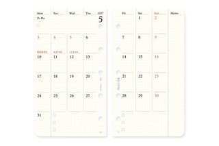 PLOTTER 2027 Monthly Schedule Diary Refill Mini-5 Size