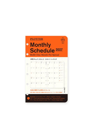 PLOTTER 2027 Monthly Schedule Diary Refill Mini Size