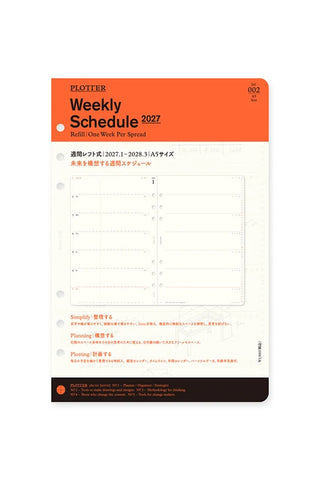PLOTTER 2027 Weekly Schedule Diary Refill A5 Size