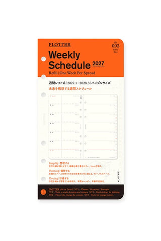 PLOTTER 2027 Weekly Schedule Diary Refill Bible Size