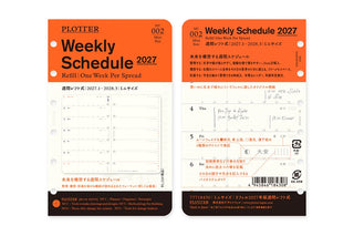 PLOTTER 2027 Weekly Schedule Diary Refill Mini Size