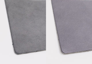 Two views of a textured gray surface on a white background