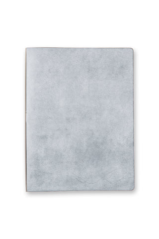 Blueish grayish leather binder on a white background on a white background