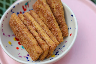 Cinnamon sugar shortbread sticks with a golden, sugar-coated surface