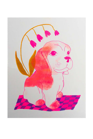 Pink Puppy Club Print by Maddy Conover