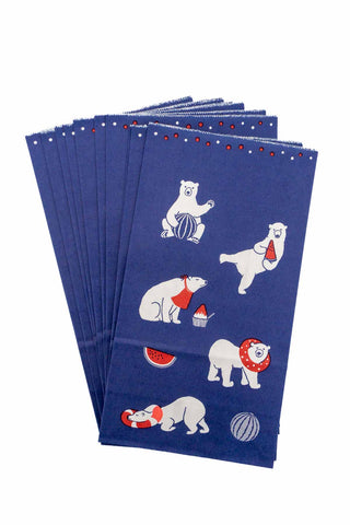 Set of blue bags with polar bear illustrations on a white background