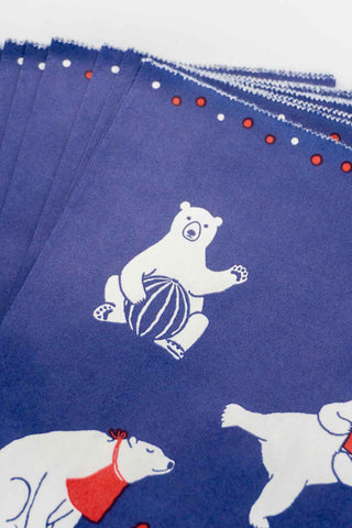 Bag with polar bear designs on a blue background