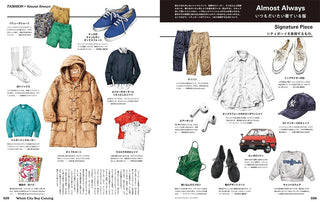 Fashion catalog page with various clothing and accessories displayed.