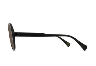 Black sunglasses side profile with slim temples and dark lenses