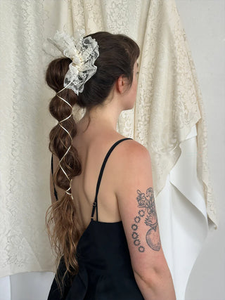 Room Shop Lacy Peplum Scrunchie Black