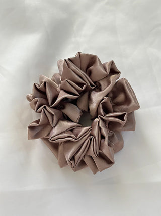 Room Shop Satin Ruffle Medium Scrunchie Mushroom