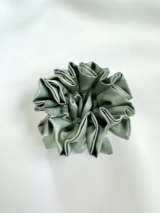 Room Shop Satin Ruffle Medium Scrunchie Sage Green
