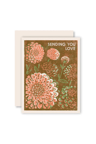 Sending Love Dahlias Letterpress Card