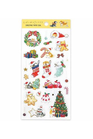 Shiba Inu Christmas Cotton Paper Stickers