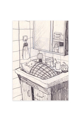 Sleeping in the Sink Postcard