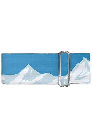 Pen band with mountain design on a blue background
