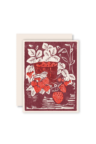 Strawberry Bucket Letterpress Card