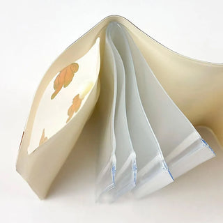 Fanned out brown bear pattern 5 pocket pouch on a white background