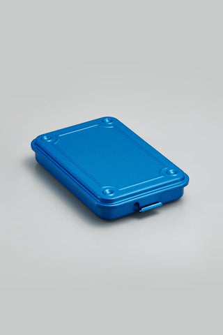 Blue rectangular trunk storage box on a gray background