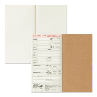 Traveler's Company departure card with kraft paper cover on a white background