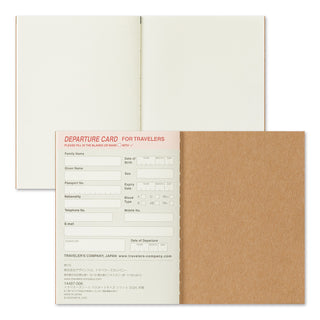 Traveler's Company notebook with departure card and kraft paper back
