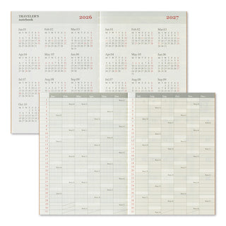 Two calendar pages for 2026 and 2027 with a grid layout on a white background.