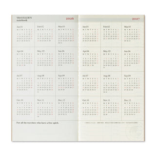 Two-page calendar for 2026 and 2027 on a white background.