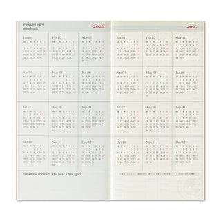 Calendar for 2026 and 2027 with a minimalistic design on a white background.