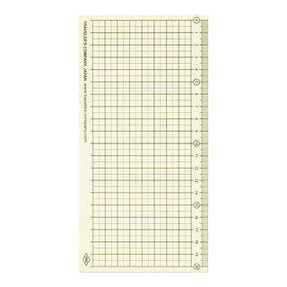 Back of pencil board with grid and measurements on a white background