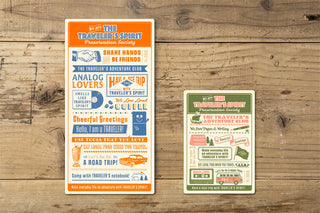 Two travel-themed pencil boards on a wooden surfacefor size comparison