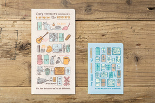 Two Traveler’s passport clear folders with different colorful icon illustrations