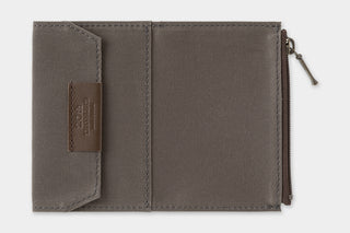 Brown gray wallet with a zipper on a white background