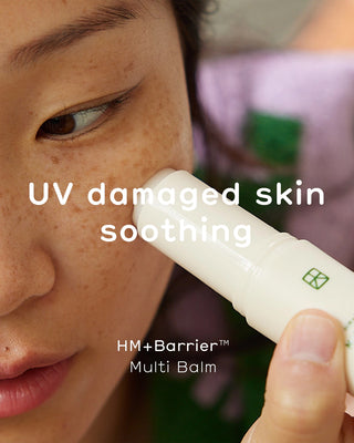 Talitha Koum HM+Barrier Multi Balm, white applicator balm on cheek