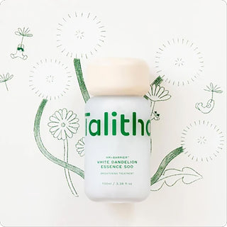 Talitha Koum HM+Barrier white dandelion essence soo bottle with green floral label